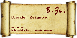 Blander Zsigmond névjegykártya